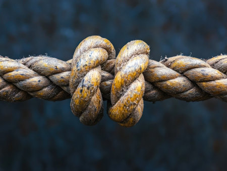 A rope, tightly bound, symbolizes the power of teamwork Each strand represents an individual, their strengths combining to create a robust whole Through collaboration, persistence, and shared goals, they achieve success together, demonstrating the remarkable strength that arises from unity AI Generativeの素材