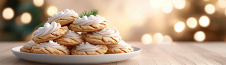 Indulge in the sweet spirit of the holidays with festive marshmallow-topped cookies! These delightful treats, perfect for baking and sharing, are a delicious way to spread holiday cheer Enjoy the warm aroma of freshly baked cookies, topped with fluffy marshmallows, filling your kitchen with holiday magic AI Generativeの素材