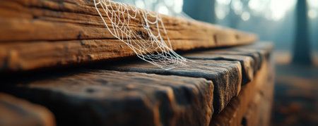 A forgotten corner reveals a macabre tapestry of decay Spooky cobwebs, woven with ethereal grace, create an abstract masterpiece of texture Each delicate thread speaks of time's relentless march, leaving behind a haunting testament to nature's reclaiming embrace AI Generativeの素材