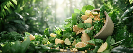 Turn kitchen scraps into nutrient-rich soil with this guide to eco-friendly composting Learn how to set up a sustainable composting station using eco-friendly tools and methods Transform food waste into valuable fertilizer for your garden, reducing landfill waste and promoting a greener future AI Generativeの素材