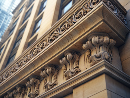A guided architecture tour brings tourists face-to-face with a historic building's intricate details Their faces are alight with wonder as they marvel at the craftsmanship, their gazes tracing the delicate carvings, ornate windows, and weathered stonework The city's past is etched into the building's facade, offering a glimpse into a AI Generativeの素材