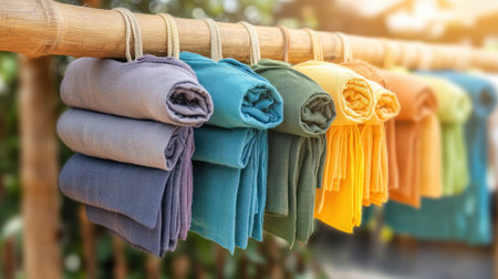 Immerse yourself in the vibrant world of hand-dyed fabrics Local artisans showcase traditional techniques and cultural garments, sharing their expertise with travelers Witness the artistry of vibrant colors and learn about the cultural significance of these unique textiles AI Generativeの素材