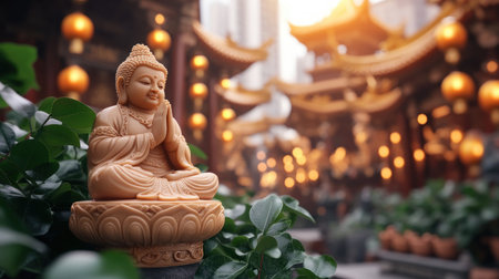 A group of travelers embark on a journey of cultural discovery, immersing themselves in the profound significance of a local temple's architecture They delve into the sacred spaces, appreciating the intricate details and the stories woven into every stone and pillar AI Generativeの素材
