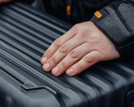 Embark on your next adventure with confidence! This durable suitcase boasts reinforced handles for a secure grip and safe journey Its robust construction ensures long-lasting reliability, making travel effortless and comfortable AI Generativeの素材
