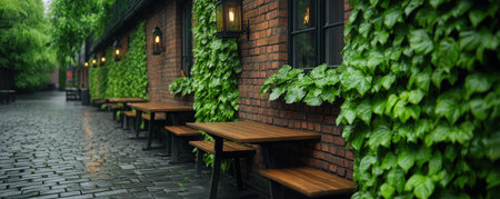 Embark on a captivating journey through a new city, where charming alleyways lead to quaint shops and inviting cafes Let the gentle pitter-patter of rain create a soothing ambiance as you stroll through picturesque streets, discovering hidden gems at every turn AI Generativeの素材