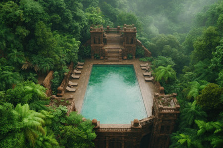 Escape to paradise in this luxurious vacation rental Relax and rejuvenate in your private oasis, featuring a sparkling pool and lush, meticulously landscaped gardens Immerse yourself in tranquility and create unforgettable memories in this serene haven AI Generativeの素材