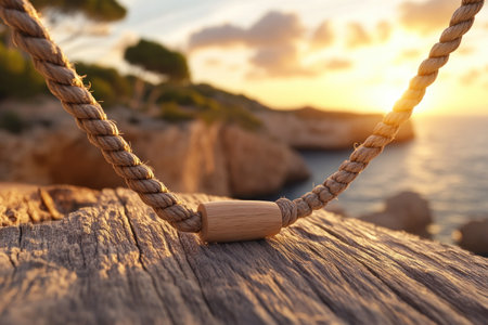 Escape to Ibiza, where golden sunset hues paint the dramatic coastline, cliffs, and azure sea Tranquility reigns supreme as the day surrenders to the enchanting glow, creating a breathtaking scene that whispers of relaxation and wonder This is a destination where the soul finds peace amidst nature's artistry AI Generativeの素材