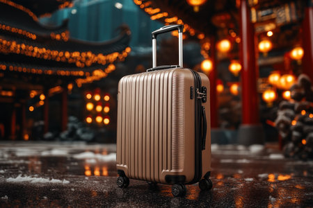 Glide through busy terminals with ease using this sleek and stylish suitcase Designed for maximum mobility, it's lightweight and durable, making travel effortless Whether it's a weekend getaway or a long adventure, this suitcase is perfect for any journey AI Generativeの素材