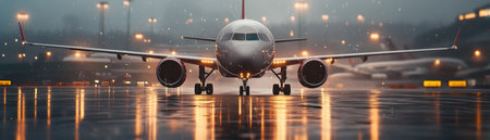 A bustling airport scene unfolds, with travelers navigating security checkpoints amidst a flurry of activity on the tarmac Planes are prepped for departure, their engines humming with anticipation Safety measures are in place, ensuring a smooth and secure travel experience AI Generativeの素材