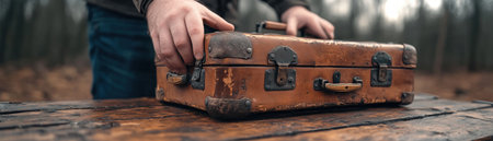 Ensure a safe journey by securing your travel essentials A gloved hand firmly locks a packed suitcase, symbolizing the importance of travel security With every click, you're safeguarding your belongings and peace of mind, allowing you to relax and enjoy your trip knowing your valuables are protected AI Generativeの素材