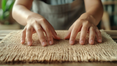 Experience the artistry of handwoven fabrics, crafted by a local artisan Witness the intricate techniques passed down through generations, showcasing their profound connection to regional heritage and traditional clothing This demonstration unveils the enduring power of tradition and the beauty woven into our cultural identity AI Generativeの素材