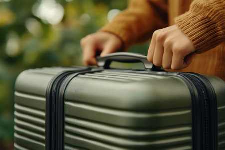 Prepare for extended journeys with this spacious suitcase designed for adventure travelers Secure compartments keep essentials organized, while ample room ensures you're ready for whatever your travels may bring This durable suitcase is your reliable companion for long-distance adventures AI Generativeの素材
