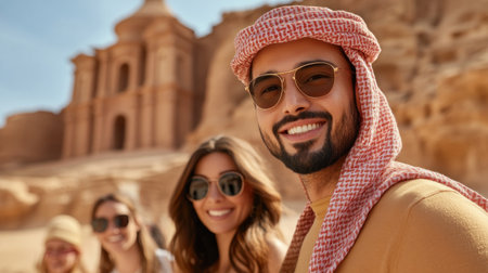 Embark on a captivating journey to Petra, Jordan's "Rose City" Unveil the secrets of the Nabataeans with a knowledgeable guide Explore ancient tombs, temples, and architecture, experiencing the cultural heritage and rich history of this enchanting wonder Book your tour today and delve into the past! AI Generativeの素材