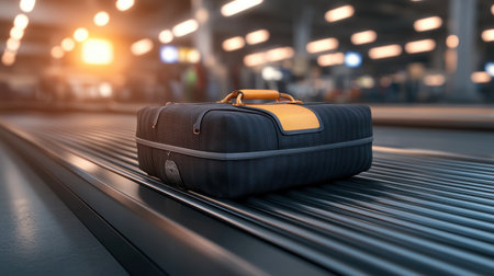 The rhythmic hum of the luggage conveyor belt fills the air as weary travelers await their bags, their faces a mix of anticipation and exhaustion This airport scene captures the essence of travel - the journey, the connection, the anticipation of reaching their destinations It's a moment of transition, where AI Generativeの素材