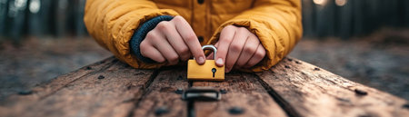 Worried about your belongings while traveling? This close-up shot captures the reassuring act of securing a suitcase lock The hands, focused on the task, symbolize the safety and peace of mind you deserve for your journey Travel with confidence, knowing your valuables are protected AI Generativeの素材