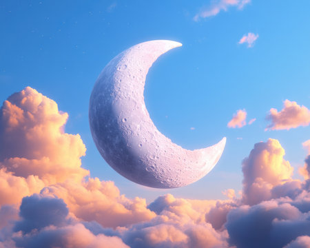 A celestial tapestry unfolds, bathed in the ethereal glow of a luminous moon Wispy clouds, like celestial brushstrokes, drift serenely across the vast expanse of the night sky, creating a symphony of tranquility and wonder The scene is a timeless testament to the beauty and mystery of the cosmos AI Generativeの素材
