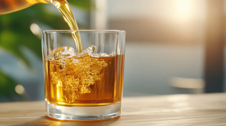 Imagine the thick, golden glow of homemade syrup cascading into a glass, ready to transform your breakfast or dessert This easy recipe creates a luscious, sweet treat perfect for pancakes, waffles, ice cream, or anything that needs a touch of homemade goodness AI Generativeの素材