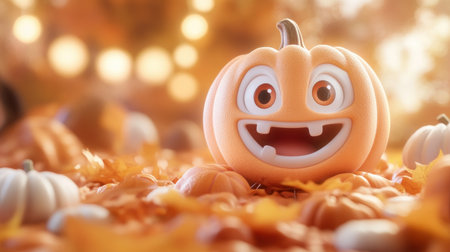 Embrace the festive fall spirit with this adorable Halloween pumpkin, adorned with whimsical decorations and playful costumes Its charming charm adds a touch of whimsy to your holiday decor, creating a delightful atmosphere that captures the essence of the season AI Generativeの素材