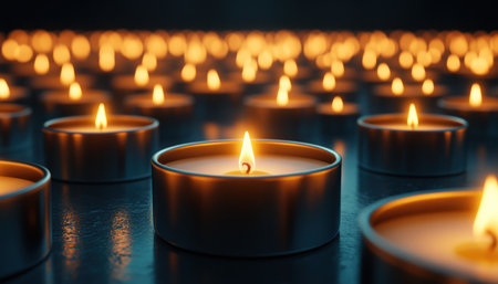 Dimly lit by flickering candlelight, the room is enveloped in an eerie silence Long, dancing shadows stretch across the walls, whispering secrets in the darkness An air of mystery and intrigue hangs heavy, promising a story waiting to unfold AI Generativeの素材