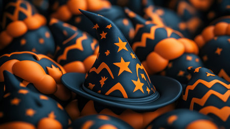 Embrace modern witchcraft with this whimsical witch hat! Bold patterns and playful designs set it apart from traditional costumes Perfect for Halloween parties, events, and costume contests Get creative with this trendy witch hat design and unleash your inner witch! AI Generativeの素材