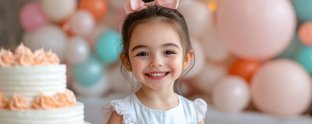 A little girl's birthday is a whirlwind of joy Balloons dance in the air, laughter fills the room, and the anticipation of cake cutting is palpable This moment, captured in time, embodies the essence of childhood memories: pure, unadulterated happiness Every giggle and smile is a treasure, a reminder of AI Generativeの素材