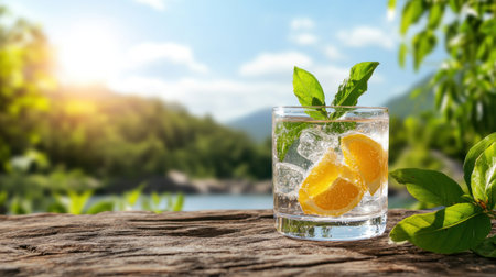 Beat the summer heat with a refreshing drink! This cool blend of water, lemon, and ice is the perfect way to stay hydrated and healthy on a sunny day The tangy lemon adds a burst of flavor while the ice keeps you cool and refreshed AI Generativeの素材