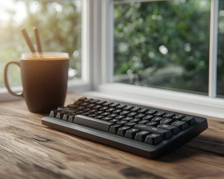 Boost your productivity with a minimalist desk setup that inspires focus This clean workspace features essential tools, stationery, and a sleek keyboard, creating an environment free from clutter and distractions Experience the power of a streamlined workspace designed for efficiency and creativity AI Generativeの素材