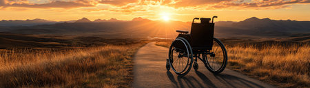 A wheelchair user embarks on a solo road trip, embracing adventure, freedom, and independence They navigate scenic routes, discovering new landscapes and experiences This journey is a testament to the spirit of exploration, proving that mobility limitations shouldn't confine the desire to wander AI Generativeの素材