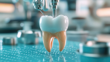 Looking for advanced prosthetic tooth restoration? Our modern dental office utilizes cutting-edge technology to provide you with the latest in dental care Experience a seamless and comfortable experience, leaving you with a confident and healthy smile AI Generativeの素材
