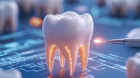 Embrace the future of dental implants with laser-guided precision Our high-tech clinic offers state-of-the-art technology for precise prosthetic tooth placement, ensuring optimal fit and function Experience the difference of laser-guided dentistry for a seamless and comfortable implant experience AI Generativeの素材