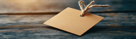 A blank Christmas gift tag, bathed in soft light, emanates warmth and holiday spirit The rustic wooden backdrop adds a touch of natural charm This image is perfect for your festive designs, providing a blank canvas for your creative inspiration AI Generativeの素材