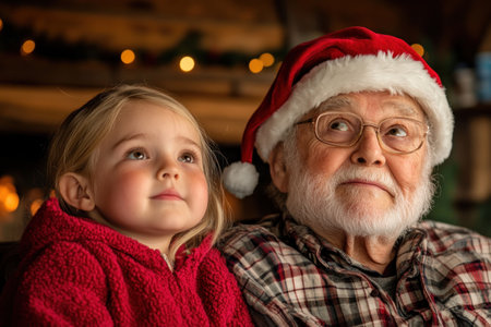 The crackling fireplace warms the room as grandparents share cherished holiday stories with wide-eyed grandchildren Laughter and warmth fill the air, weaving a tapestry of family tradition and festive joy Precious moments are captured, creating lasting memories that will be cherished for years to come AI Generativeの素材