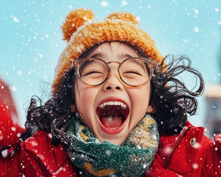 Holiday surprises bring pure joy to children Their laughter, brimming with festive excitement, creates unforgettable memories From unwrapping gifts to discovering hidden treats, the magic of the season fills their hearts with wonder and delight Every surprise is a precious moment, etched in their minds forever AI Generativeの素材