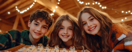 The warmth of Christmas fills the room as a joyful family gathers around a festive advent calendar, its twinkling lights casting a magical glow Laughter and anticipation fill the air as they count down the days until Christmas, cherishing this heartwarming tradition that binds them together AI Generativeの素材