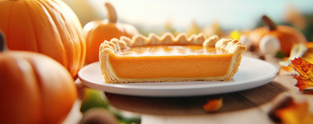 Indulge in the quintessential fall dessert with this classic pumpkin pie recipe Featuring a golden, buttery crust and a smooth, spiced pumpkin filling, this easy-to-make pie is the perfect ending to any autumn meal Enjoy the comforting flavors of the season with every bite AI Generativeの素材