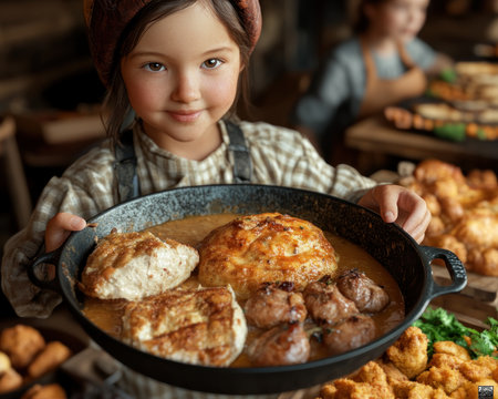 Gather your loved ones for a heartwarming Thanksgiving dinner, filled with cozy traditions and cherished recipes Share family culinary secrets, create lasting memories, and savor the warmth of togetherness around a table brimming with delicious food AI Generativeの素材