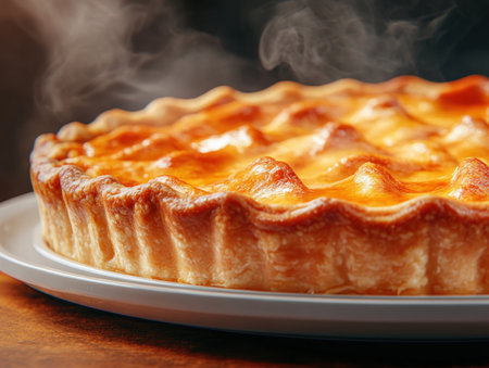 Indulge in the quintessential fall treat: warm, freshly baked pumpkin pie This classic recipe features a golden, flaky crust enveloping a smooth, spiced pumpkin filling Every bite is a comforting symphony of autumn flavors, perfect for sharing with loved ones AI Generativeの素材