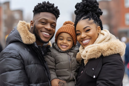 A heartwarming snapshot of a family's genuine holiday joy Captured candidly, this photo celebrates the spirit of the season with natural laughter and festive cheer It's a perfect reminder of cherished moments, ideal for sharing on holiday cards, social media, and family albums AI Generativeの素材