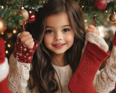 The air crackles with anticipation as the family gathers, their laughter echoing through the house Each stocking is hung with care, a symbol of the joy and excitement building towards Christmas morning This annual tradition, filled with love and laughter, marks the perfect prelude to a magical holiday AI Generativeの素材