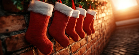 The air crackles with anticipation as a family gathers around the fireplace, their laughter echoing through the room With nimble fingers, they hang stockings, each one a canvas of cherished memories The glow of the fire illuminates their smiling faces, reflecting the joyful anticipation of Christmas morning's magical surprises AI Generativeの素材