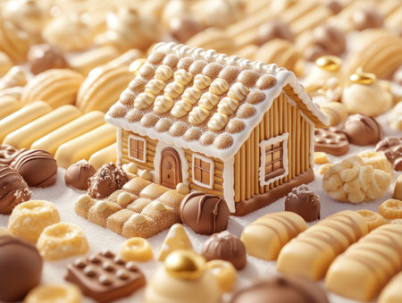 Indulge in festive fun with this easy recipe for a chocolate-covered gingerbread house! Create a delicious and visually stunning holiday treat This recipe provides decorating tips to bring your gingerbread masterpiece to life, making it the perfect centerpiece for your holiday celebrations AI Generativeの素材