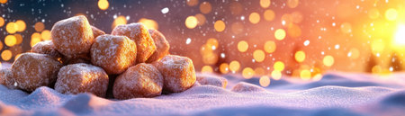 Elevate your holiday baking with festive, powdered sugar marshmallows These dusted delights are perfect for adding a touch of sweetness and charm to your celebratory creations Discover the art of holiday baking with these irresistible treats, guaranteed to make your desserts truly special AI Generativeの素材