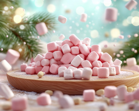 Indulge in the joy of festive baking with our soft, pillowy marshmallows Our marshmallow guide offers the perfect inspiration for creating holiday treats that will delight everyone From classic s'mores to festive confections, let our guide be your sweet companion this holiday season AI Generativeの素材