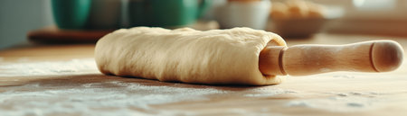Capture the festive spirit of holiday baking with the simple act of rolling out dough A trusty rolling pin transforms flour into perfect treats, ensuring each creation embodies the joy and warmth of the season From cookies to pies, let the magic of baking fill your home with delicious aromas AI Generativeの素材