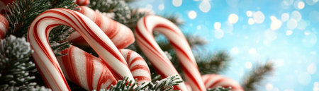 Transform your Christmas tree into a whimsical wonderland with candy cane decor! This guide offers festive inspiration for creating a sweet and enchanting holiday scene Discover creative ways to use candy canes for a magical winter celebration, from classic ornaments to unique tree accents AI Generativeの素材