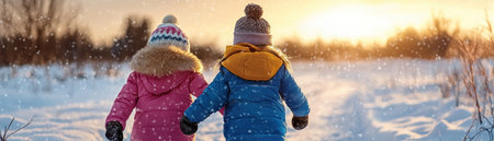 A snowy meadow transforms into a winter wonderland as friends, bundled in colorful coats, engage in a snowball fight Laughter echoes through the crisp air as they embrace the playful energy and winter cheer These shared moments create unforgettable memories, filled with joy and camaraderie, marking a season of warmth AI Generativeの素材