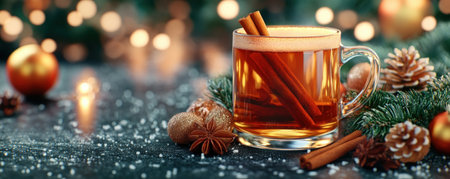 Indulge in the warmth of the season with our aromatic Hot Apple Cider Spiced with festive flavors, this inviting drink is perfect for cozy evenings and festive gatherings Enjoy the perfect warm beverage for winter celebrations and family joy, where every sip evokes the spirit of the holidays AI Generativeの素材