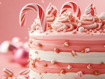 Indulge in the festive spirit with this sweet holiday frosting! Crushed candy canes add a delightful crunch and a touch of holiday cheer This sugary treat is perfect for decorating cookies, cakes, and more, making your celebrations extra special AI Generativeの素材