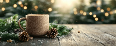 Embrace the warmth of the season with a comforting mug of spiced cider, adorned with festive cheer Its inviting aroma and rustic charm create a cozy ambiance, perfect for celebrating with loved ones and welcoming the holidays into your home AI Generativeの素材