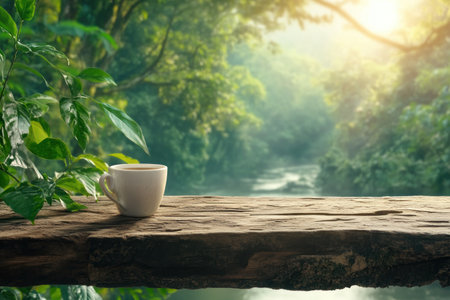 Imagine a tranquil morning, the sun gently rising over a peaceful river, casting golden hues on the steaming coffee in your cup This serene setting evokes a cozy and peaceful ambiance, perfect for relaxing and finding inspiration Let the beauty of the sunrise rejuvenate your mind and spirit as you AI Generativeの素材